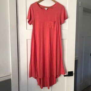 Lularoe Carly Solid Pink Short Sleeve Dress Sz XS